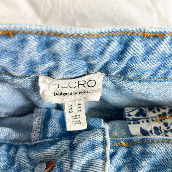 Pilcro Madi Front Slit Denim Maxi Skirt Blue High Waist Raw Hem Women’s 10 - Picture 5 of 6